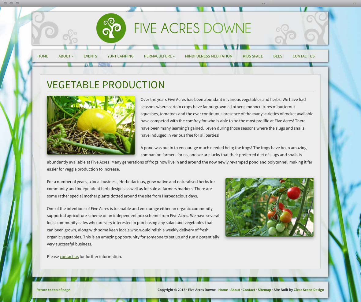 Five Acres Content Page
